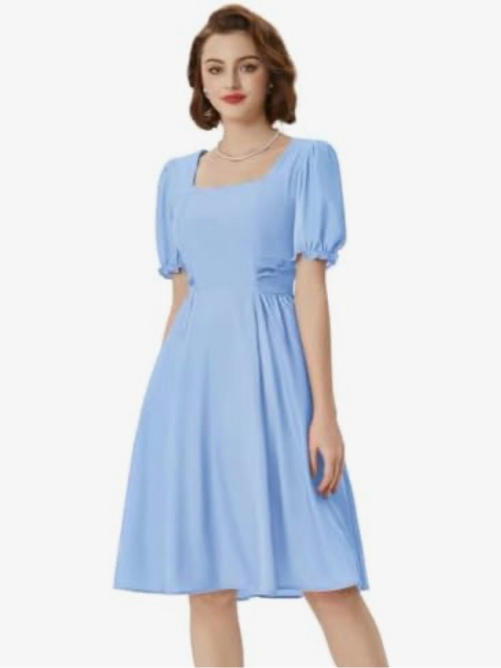 Belle Poque Blue Cottagecore Puff Sleeve Fit & Flare Midi Dress NWT M